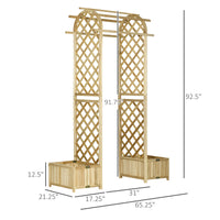 Outsunny 7.5' Wooden Wedding Arch, Garden Arch Arbor For Climbing Plants & Trellis Design, Great For Vines, Or As Balloon Decoration Stand For Indoor Outdoor Ceremony, Party, Backdrop, Natural Natural Wood Wood