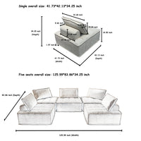 Modern Modular L Shaped Chenille Sofa With Movable Cushions, Hidden Legs, And Spring Cushions Customizable For Living Room And Multiple Spaces Beige Color Beige Chenille 5 Seat