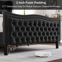 Lift Up Velvet Black Full Size Bed Box Spring Not Required Full Black Wood Light Brown Bedroom American Design Poplar Slat Beds Foam Velvet Upholstered