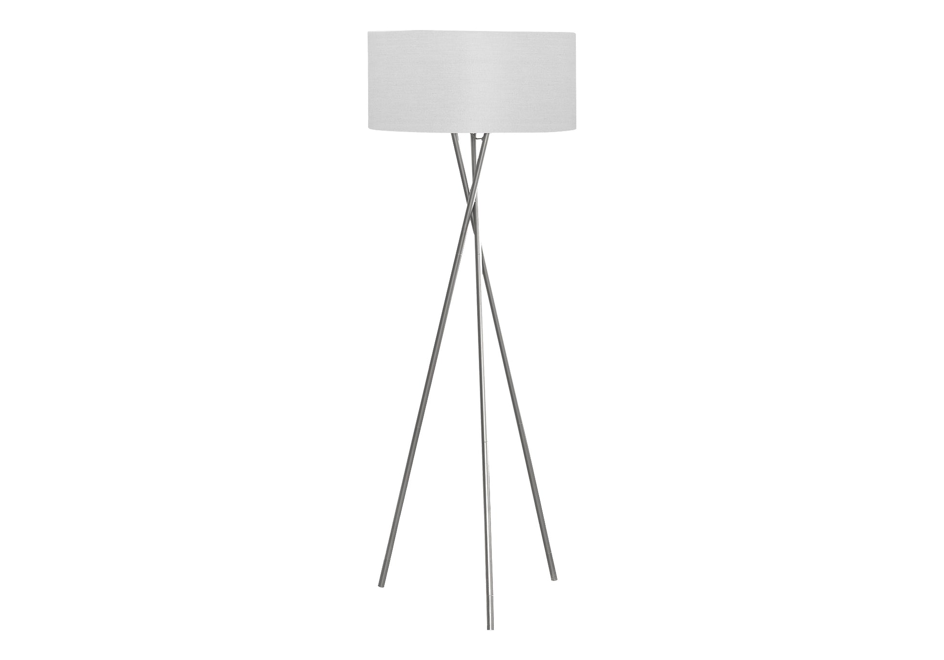 Lighting, 62"H, Floor Lamp, Nickel Metal, Grey Shade, Contemporary Silver Metal