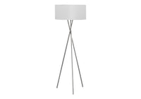 Lighting, 62"H, Floor Lamp, Nickel Metal, Grey Shade, Contemporary Silver Metal