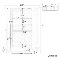 White Bathroom Cabinet Triangle Corner Storage Cabinet With Adjustable Shelf Modern Style Mdf Board Old Sku:Wf291477Aak White Mdf