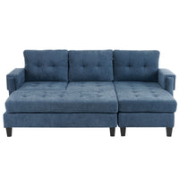 83.4" L Shaped Sofa Sectional Couch Sofa Bed With Two Usb Ports, A Movable Ottoman And A Reversible Chaise Lounge For Living Room, Navy Blue Navy Blue Foam Chenille 5 Seat