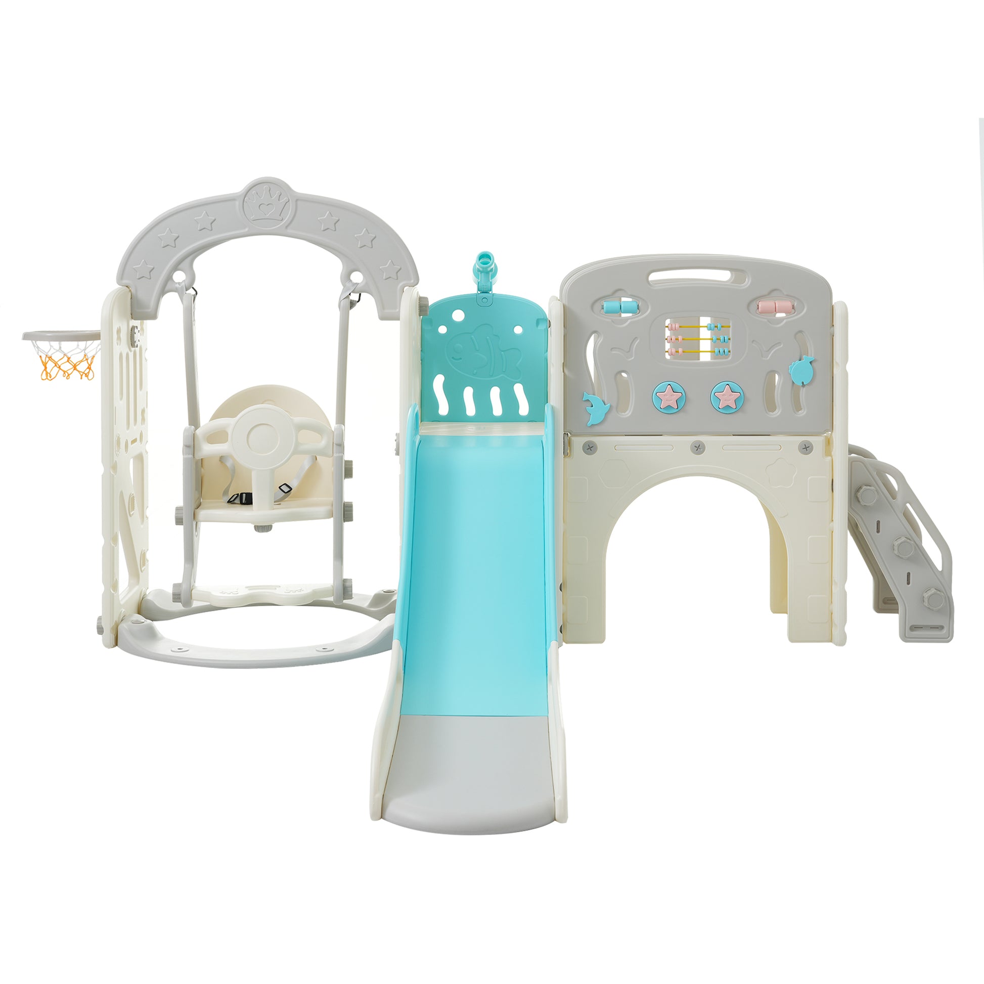 Toddler Slide And Swing Set 10 In 1, Kids Slide For Toddler Age 1 3 With Basketball Hoop, Kids Slide Playset Structure,Arch Tunnel And Telescope, Toy Storage Organizer For Toddlers Blue 50 99 Lbs Cute 1 To 2 Years Hdpe Indoor & Outdoor Use
