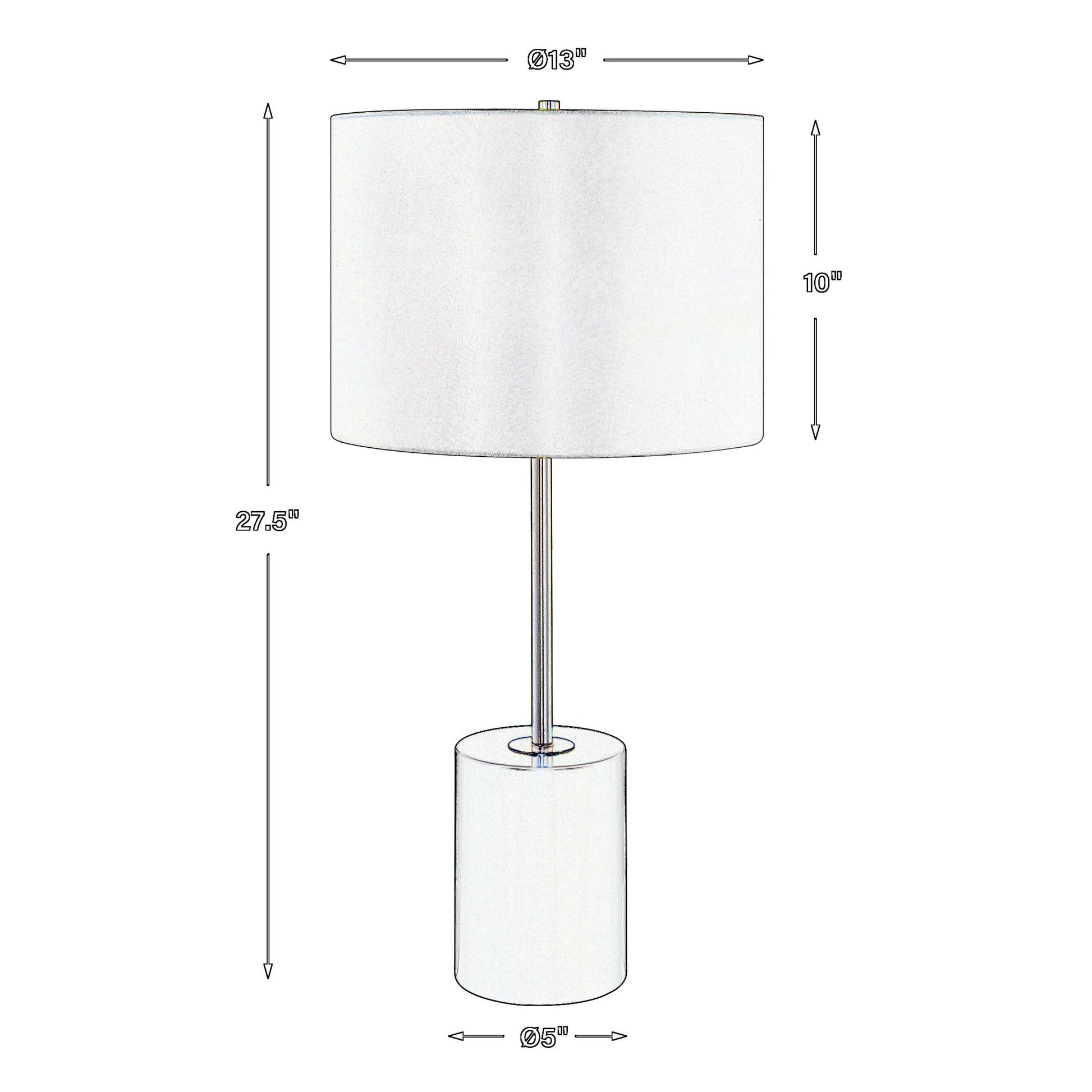 Lily 28 Inch Accent Lamp, White Round Hardback Drum Shade, Black, Gold White Black Fabric Metal