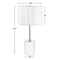 Lily 28 Inch Accent Lamp, White Round Hardback Drum Shade, Black, Gold White Black Fabric Metal