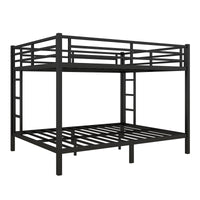 Metal Queen Over Queen Bunk Bed For Teens And Adults,Space Saving Noise Reduced No Box Spring Needed, Black Black Metal