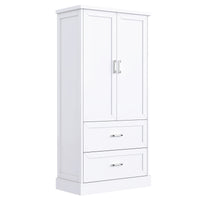 Tall Bathroom Storage Cabinet, Cabinet With Two Doors And Drawers, Adjustable Shelf, Mdf Board, White White Mdf