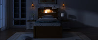 Twin Size Wooden Led Platform Bed With Trundle, With Storage Headboard, With Drawers, Brown Twin Brown Plywood