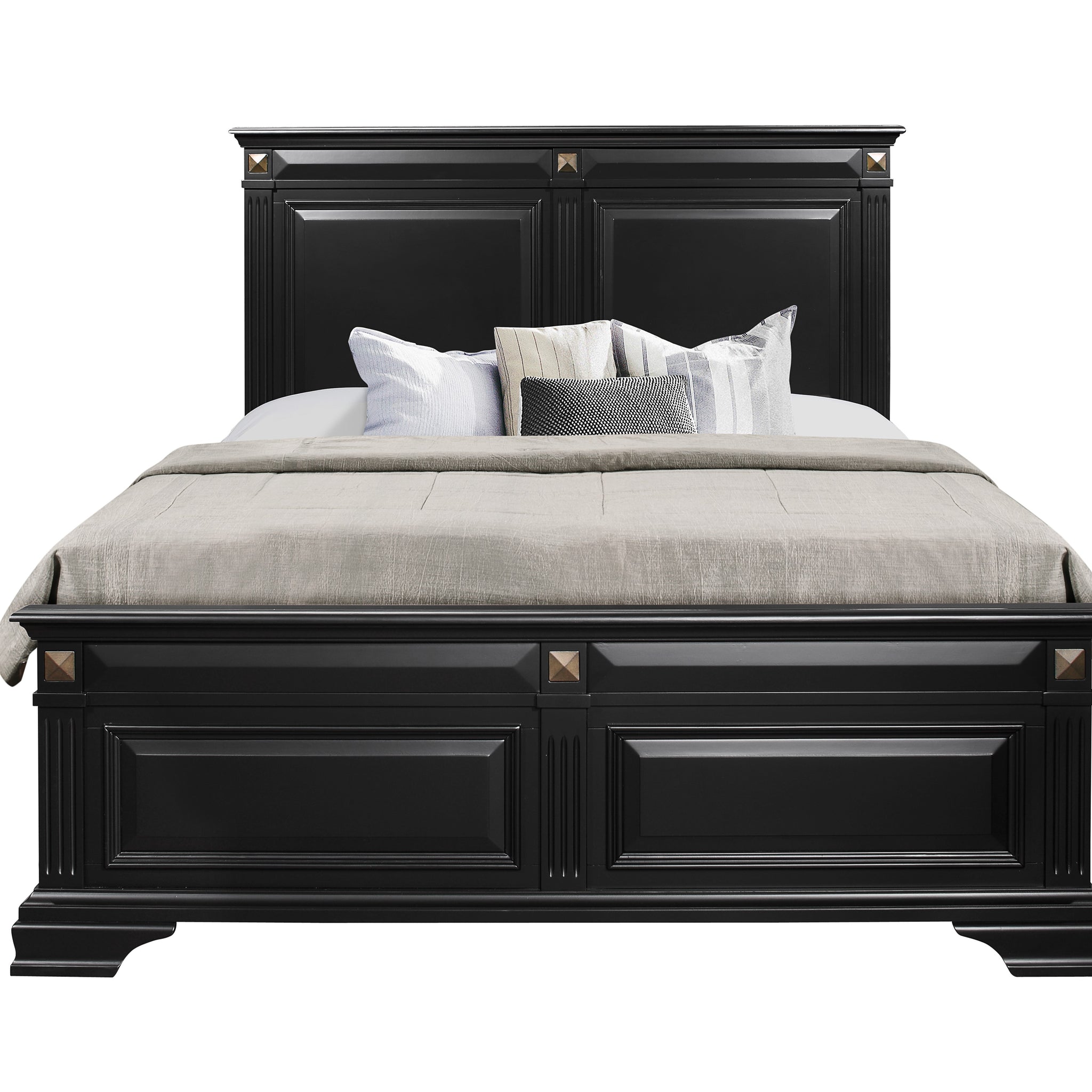 Rex Queen Bed Black Solid Wood Mdf