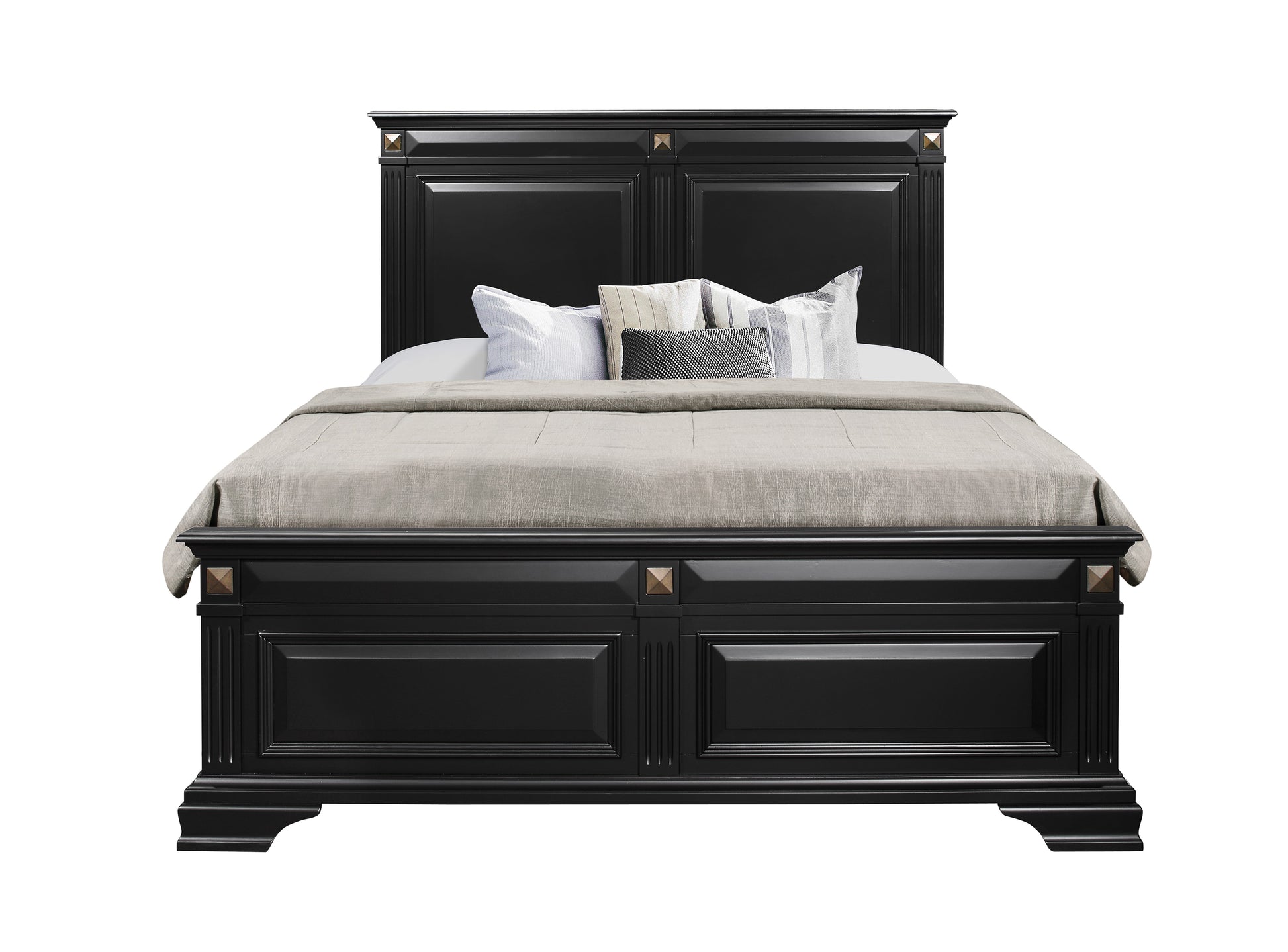 Rex Queen Bed Black Solid Wood Mdf