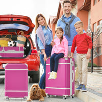 24 In Luggage 1 Piece With Tsa Lockexpandable Lightweight Suitcase Spinner Wheels, Vintage Luggage,Pink Change To Sku:N732P171621H Pink Abs