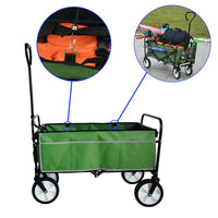 Folding Wagon Garden Shopping Beach Cart Green Grass Green Metal