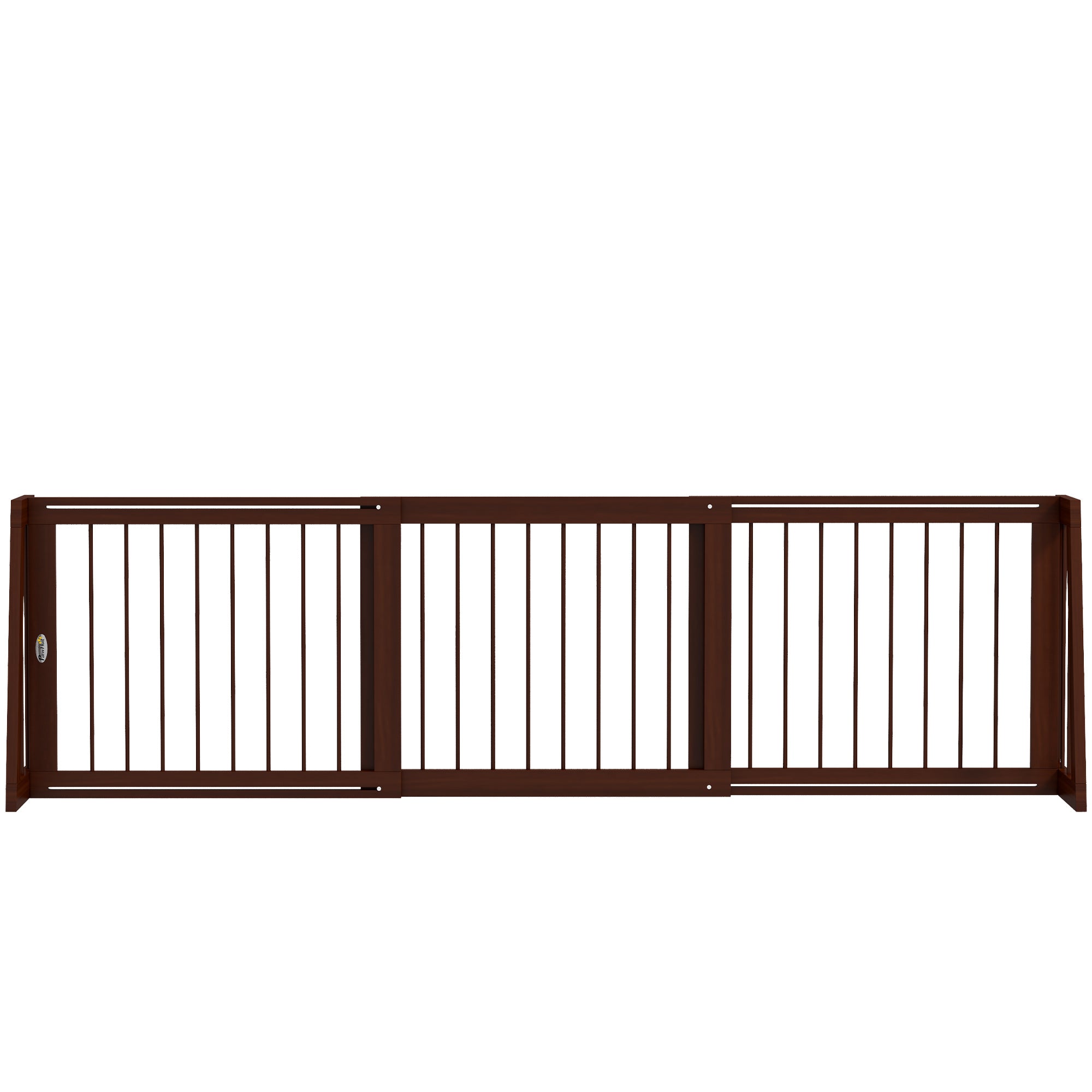 Pawhut Freestanding Pet Gate, Wooden Dog Gate With 28" 75" Retractable Length, Support Feet, Non Slip Mats, 3 Panel Pet Gate For Indoor, Stairway, Doorway, Brown Brown Wood