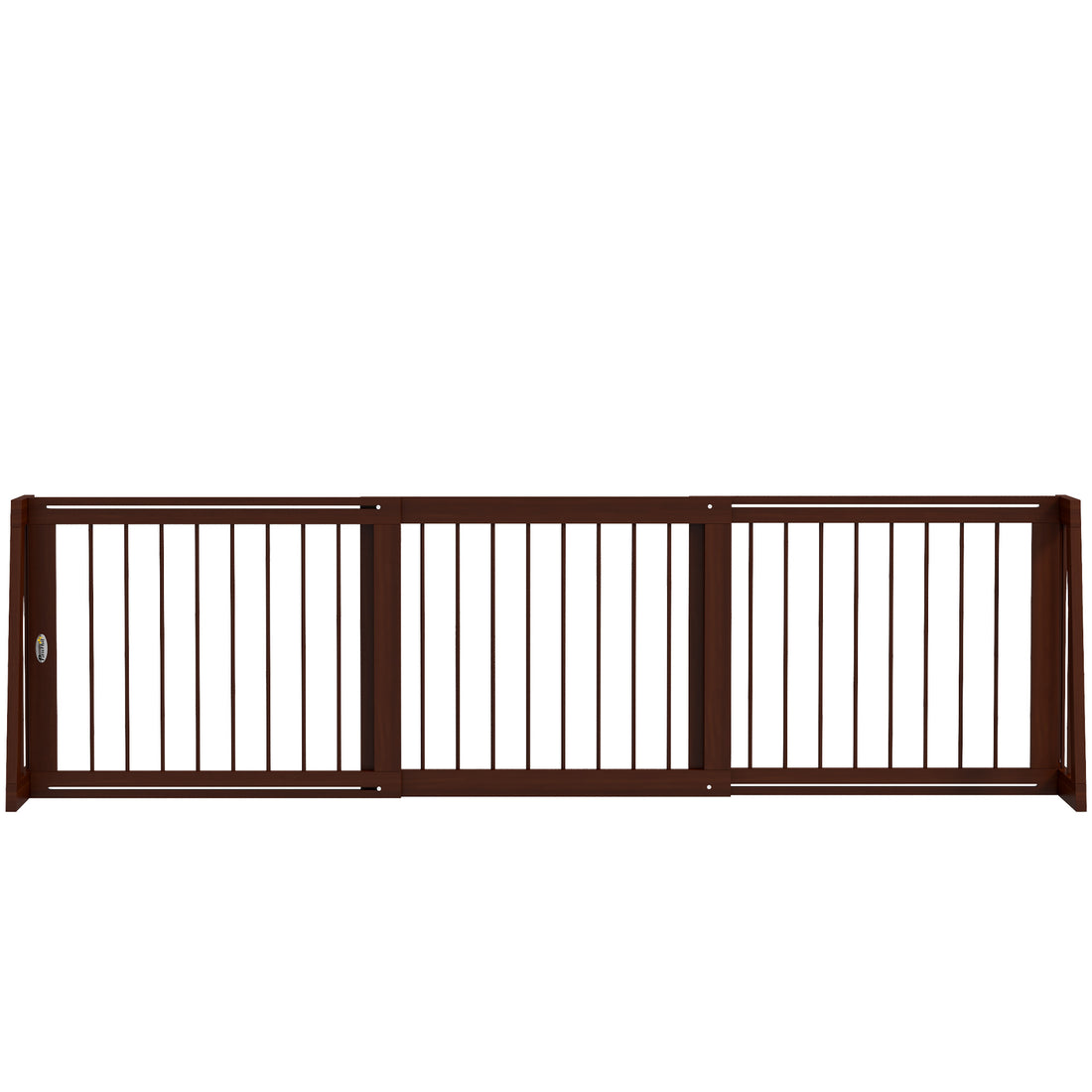 Pawhut Freestanding Pet Gate, Wooden Dog Gate With 28" 75" Retractable Length, Support Feet, Non Slip Mats, 3 Panel Pet Gate For Indoor, Stairway, Doorway, Brown Brown Wood