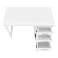 Computer Desk, Home Office, Laptop, Left, Right Set Up, Storage Drawers, 48"L, Work, White Laminate, Contemporary, Modern White Particle Board