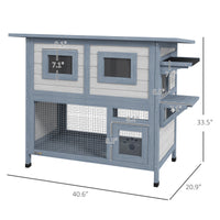 Pawhut Outdoor Cat House, 2 Tier Weatherproof Feral Cat Shelter With Escape Door, Asphalt Roof, Jump Platform, Large Wooden Cat House For Outside, Backyard, Light Gray Light Grey Wood