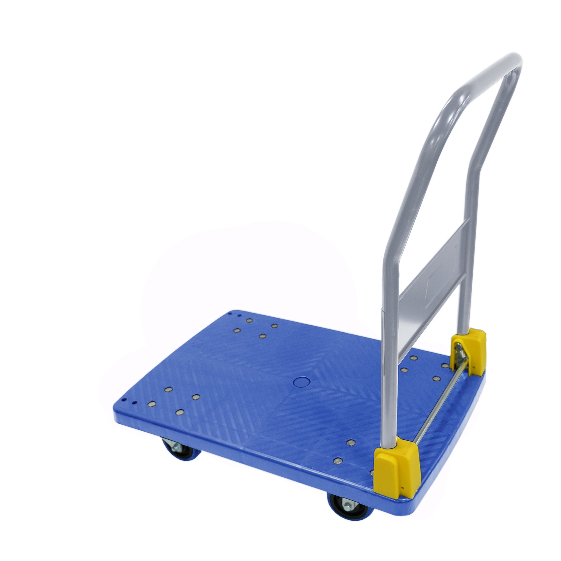 Foldable Platform Push Hand Truck Cart, 880 Lbs. Weight Capacity, 2 Swivel Brake Wheels Blue Metal