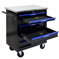 7 Drawers Multifunctional Tool Cart With Wheels Black Blue Black Blue Steel