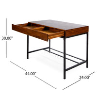 Storage Desk Oak Wood Metal