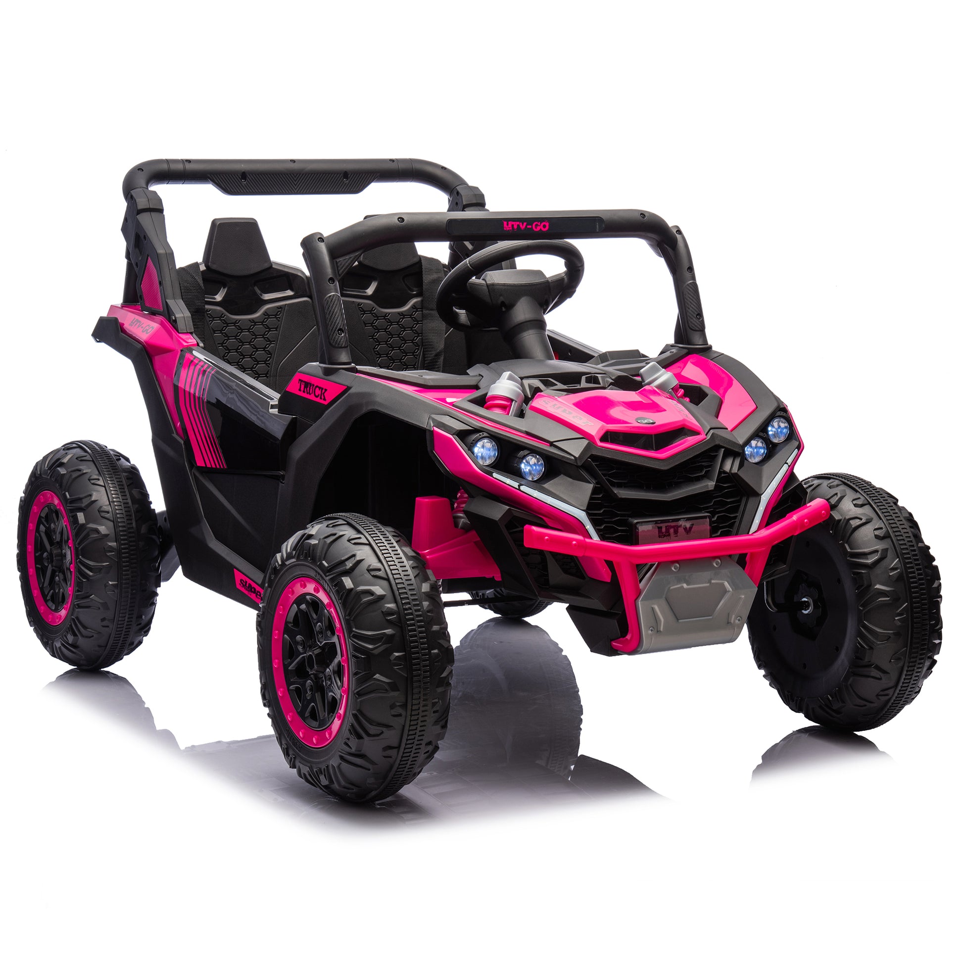 24V Two Seater Kids Ride On Utv W Parents Remote Control,Four Wheel Suspension,Slow Start,Large Wheel Design,Anti Collision Bar,Storage Space,Music,Usb,Bluetooth,Volume Control,Led Lights For Kids 3