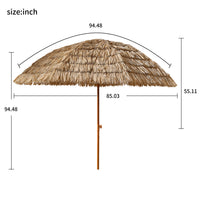 8'Thatch Patio Tiki Umbrella Tropical Palapa Raffia Tiki Hut Hawaiian Hula Beach Umbrella,Straw Umbrella Brown Half Circle No Foundation Needed Manual Garden & Outdoor Beach Year Round Use Gazebos Polyethylene Anchored Oxford Fabric