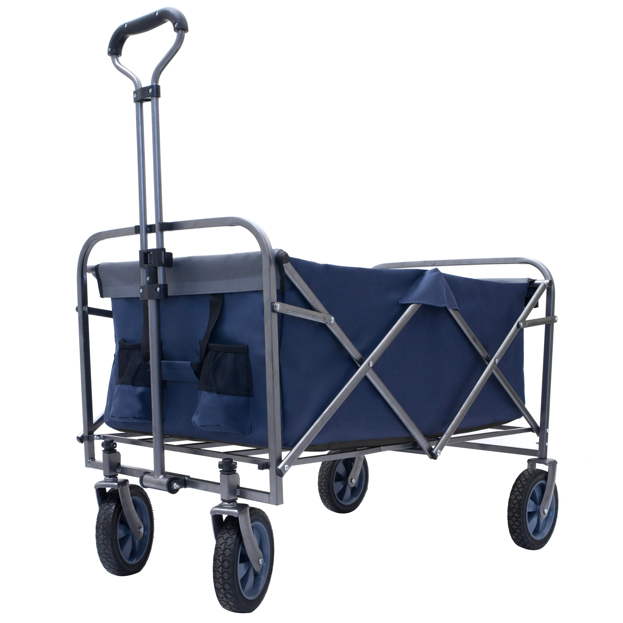 Outdoor Garden Multipurpose Micro Collapsible Beach Trolley Cart Camping Folding Wagon Gray Navy Garden & Outdoor Oxford Fabric Steel