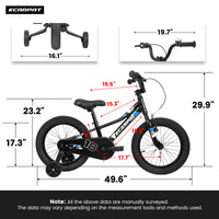A18117 Ecarpat Kids' Bike 18 Inch Wheels, 1 Speed Boys Girls Child Bicycles For 3 5Years, With Removable Training Wheels Baby Toys, Front V Brake, Rear Holding Brake Black Cute Polyurethane Foam 3 To 4 Years Carbon Steel Outdoor