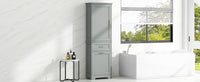 Tall Bathroom Storage Cabinet, Freestanding Storage Cabinet With Two Different Size Drawers And Adjustable Shelf, Mdf Board With Painted Finish, Grey Grey Mdf