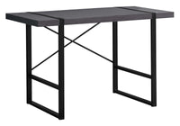 Computer Desk, Home Office, Laptop, 48"L, Work, Grey Laminate, Black Metal, Contemporary, Modern Grey Particle Board