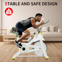 Indoor Exercise Bike Cycling Bike With Comfortable Seat Cushion Yellow White Indoor Fitness Yellow White Gym Steel