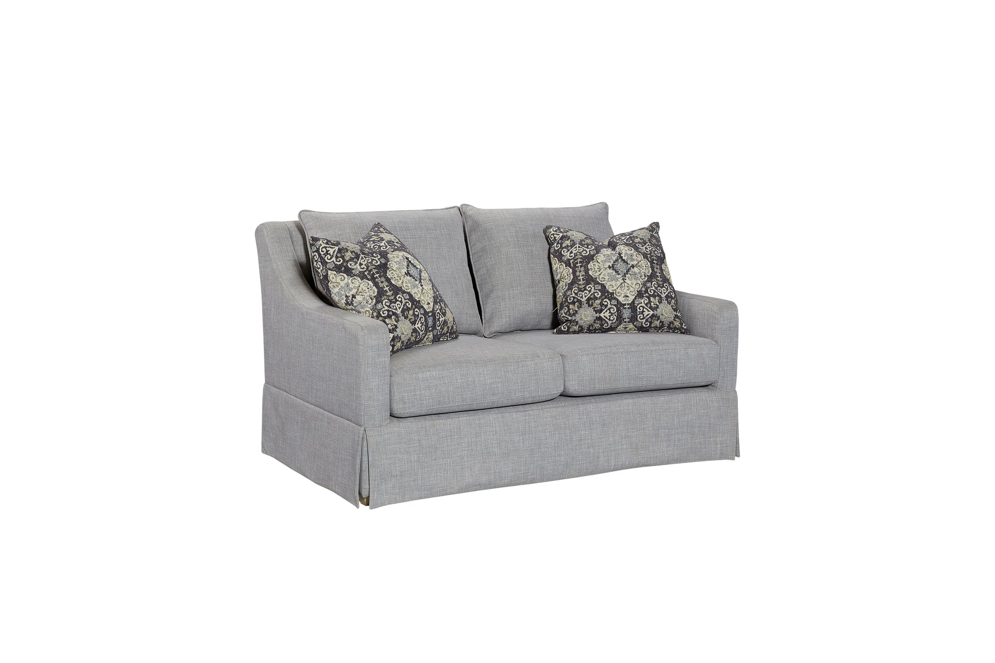 Loveseat With Skirt And Reversable Cushions And 2 Pillows Light Gray Upholstered