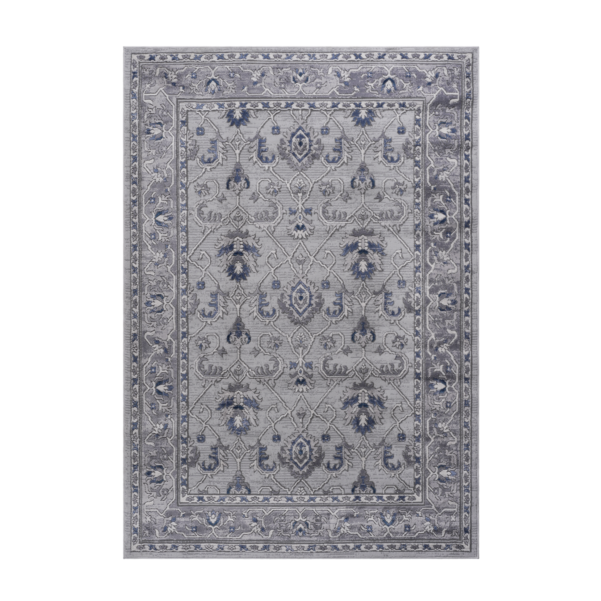 5X7 Grey Blue Oriental Non Shedding Living Room Bedroom Dining Home Office Stylish And Stain Resistant Area Rug Grey Blue Polyester