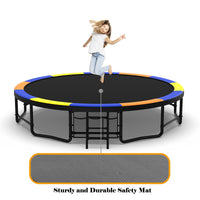 16Ft Trampoline With Enclosurerecreational Trampolines With Ladder And Antirust Coating, Astm Approval Outdoor Trampoline For Kids Colorful Steel