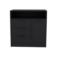 Omaha Dresser Multi Storage Compact Unit With Spacious 3 Drawers And Cabinet Black Black Particle Board