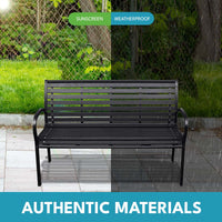 45.7In. Patio Bench Black Steel And Wpc Black Steel