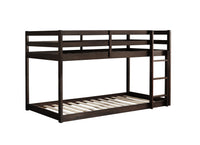 Solid Woodensolid Rubber Wooden Twin Over Twin Loft Bed With Ladder ,Upper And Bottom Bed Platforms Crafted With Strengthened Slats,Espresso Twin Espresso Rubber Wood