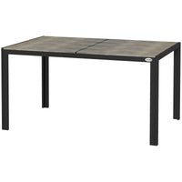 Outsunny Outdoor Dining Table For 6 People, Aluminum Rectangular Patio Table With Faux Wood Tabletop For Backyard, Lawn, Balcony, Poolside, 55" X 35.5", Gray Gray Aluminum