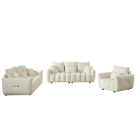 1 Seater 3 Seater 3 Seater, Combo Sofa Modern Living Room Sofa, Teddy Sofa, Wooden Frame, 7 Cushions, Apartment Sofa Furniture Beige Wood Primary Living Space Pine Foam Fabric 7 Seat