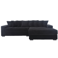 Arrived Oversized Two Piece Couches, L Shaped Sofa, Corduroy, Right Chaise Daybed,With Armrests,Eight Throw Pillows,Corner Sofa,Easy To Assemble, Black Black Polyester Wood Primary Living Space