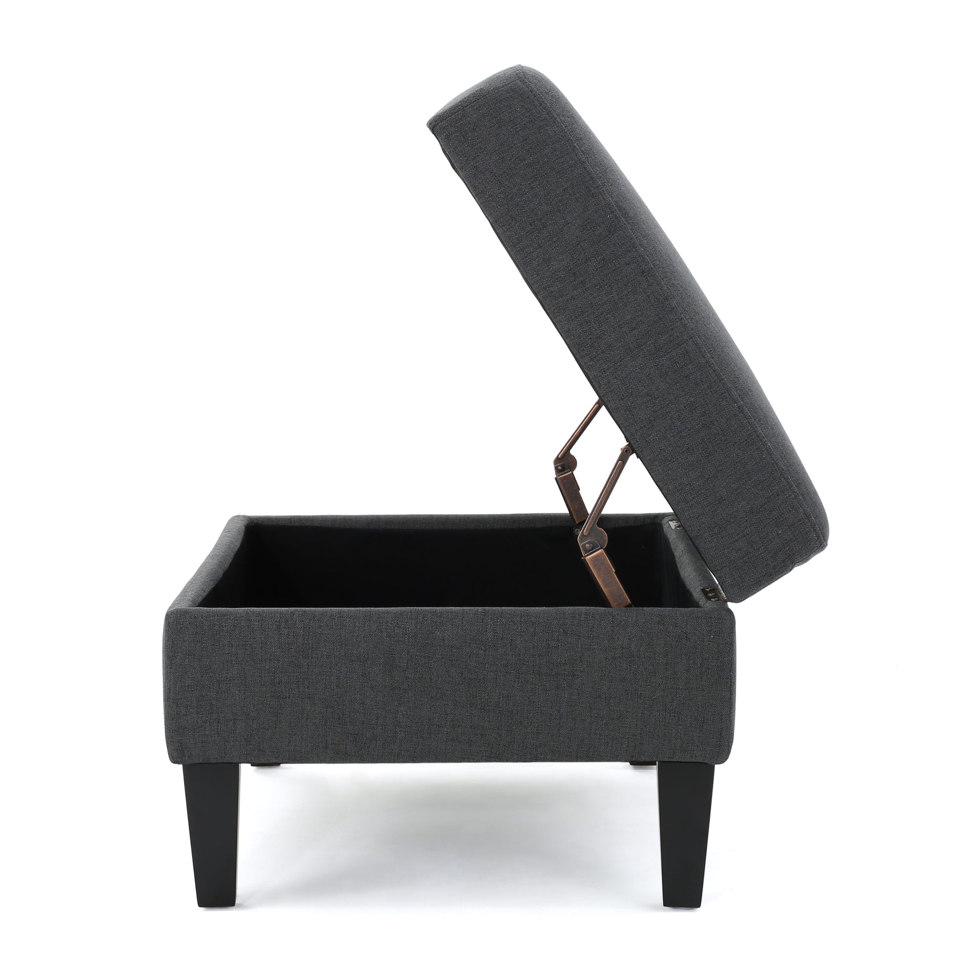Storage Ottoman Dark Gray Fabric
