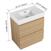 30" Bathroom Vanities With Single Sink Combo, Modern Undermount Bathroom Sink Cabinet With Double Drawer, Freestanding Bathroom Sink Cabinet,Engineering Wood,Oak Oak American Design Engineered Wood