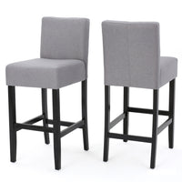 30 Inch Fabric Barstool With Solid Wood Frame Set Of 2 Light Grey Set Of 2 Fabric