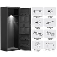 Full Steel Large Capacity Detachable Firearm Safety Cabinet, Electronic Key Password Lock, With Magnetic Induction Light, Dual Alarm System, Adjustable Stock, Silent Design, Storing 5 8 Firearms