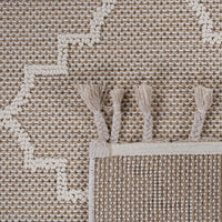 Naar Guros Collection 2X8 Ivory Trellis Indoor Outdoor Area Rug Ivory Polypropylene