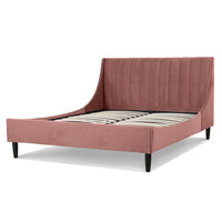 Aspen Vertical Tufted Headboard Platform Bed Set, Queen, Ash Rose Pink Velvet Box Spring Not Required Queen Pink Wood Foam Velvet Velvet