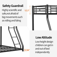 Metal Twin Over Full Bunk Bed Heavy Duty Sturdy Metal Noise Reduced Safety Guardrail Cpc Certified No Box Spring Needed Twin Black Metal Metal