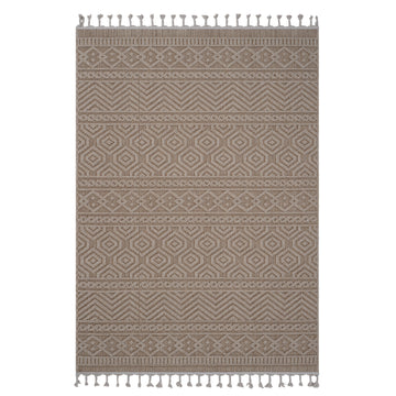 4X6 Mocha Geometric Indoor Outdoor Area Rug Mocha Polypropylene