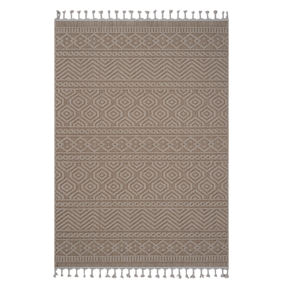 8X10 Mocha Geometric Indoor Outdoor Area Rug Mocha Polypropylene