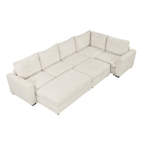 121.3" Sectional Couch Sofa Bed Modular Sofa With Two Movable Ottomans For Living Room Old Sku:N719S001640A , Beige Beige Foam Corduroy 7 Seat